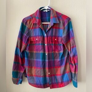 LL Bean Signatire women’s multicolor Plaid Button-Up Shirt